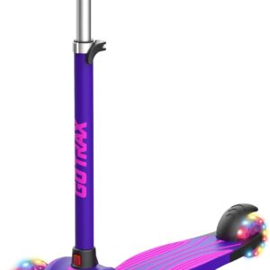Gotrax KS1 Kids Kick Scooter, LED Lighted Wheels and 3 Adjustable Height Handlebars, Lean-to-Steer & Widen Anti-Slip Deck, 3 Wheel Scooter for Boys & Girls Ages 3+ and up to 100 Lbs