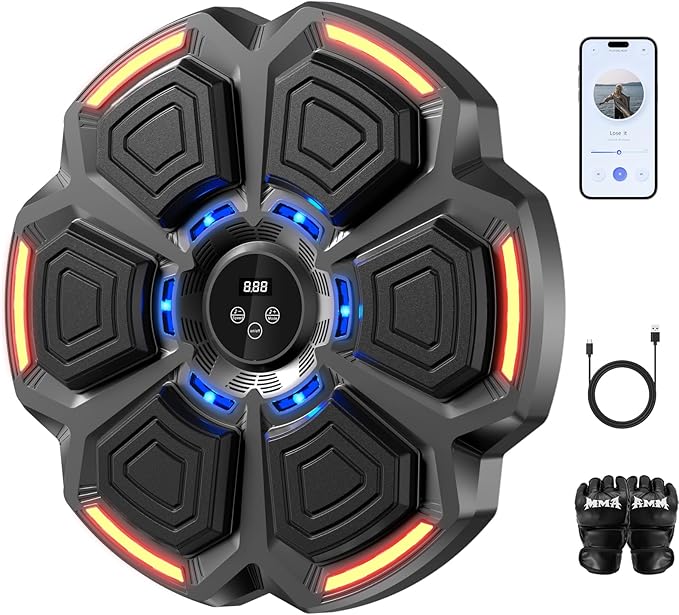 LOLBOX Music Boxing Machine for Adults and Kids,Bluetooth Music Punching Machine with Gloves,Wall Target Punching Workout for Men Women,Reflex Training Suitable for Home,Office,Gym