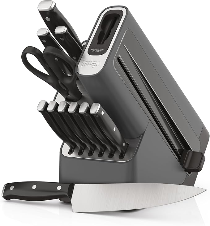 Ninja NeverDull 12-Piece Essential Knife System with Built-in Sharpener, High Carbon Stainless Steel Blades K12012C (Canadian Version)
