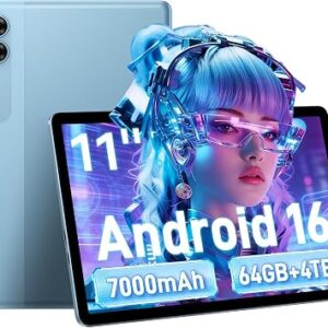 TABWEE T30 Android 16 Tablet, 11 inch Tablet with 4 Years Warranty (Blue) | 16GB RAM 64GB ROM(4TB TF Expand),WiFi, 1280 * 800 IPS, 7000mAh, Dual Speakers Pad PC Tablets, GPS, OTG, for Kids and Olders