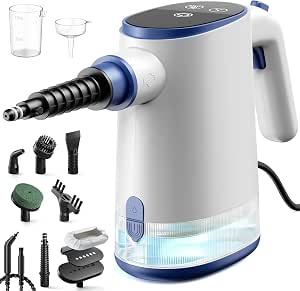 Handheld Steam Cleaner for Home Deep Cleaning, 3s Fast Heat High Pressure Steam for Kitchen Grease, Bathroom Grout, Car Interior & Upholstery, Multi-Surface Portable Steam Cleaner (Blue)
